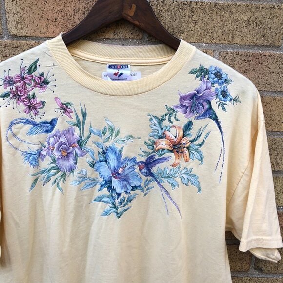 Vintage Floral Bird T Shirt Large - Picture 3 of 9